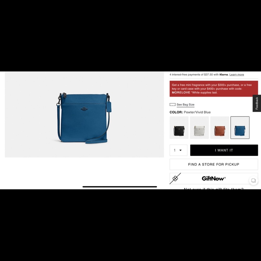 Coach crossbody bag light blue pebble leather - adjustable strap.